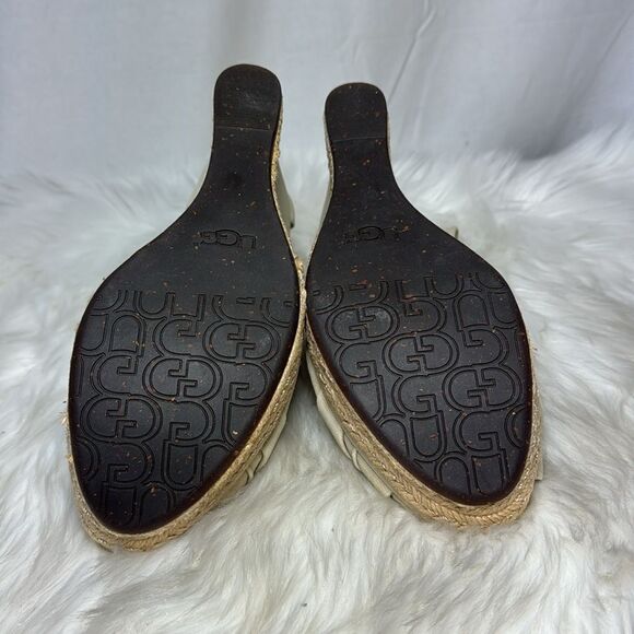 UGG Lucy Ankle Light Tan Twist Wrap Jute Wedge‎ Platform Sandals Sz 8.5 - Picture 7 of 9